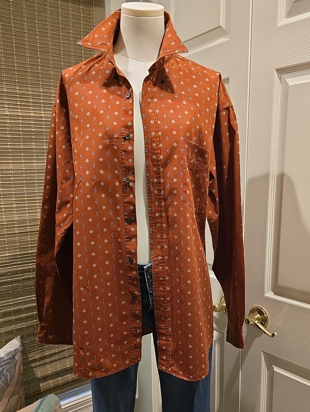 Dockers Rust-Orange Printed Long Sleeve Shirt